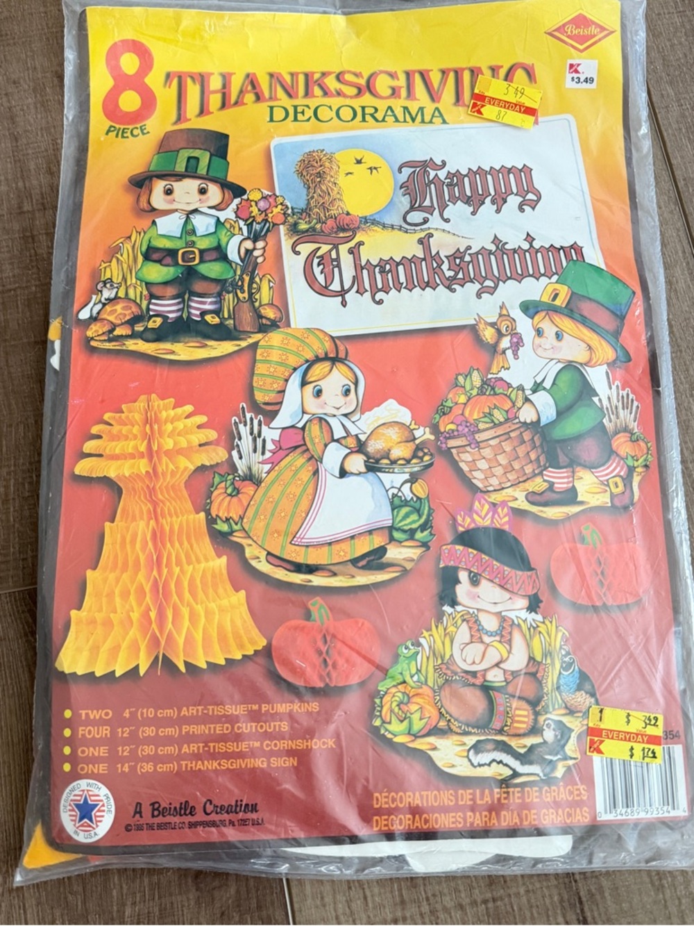 Vintage Beistle Thanksgiving Decorama 8 Piece Set Paper Tissue 1979 1995 NOS New - Picture 2 of 14